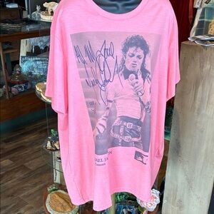 Vintage-Style Pink Graphic Tee | Oversized Music Legend Concert Shirt